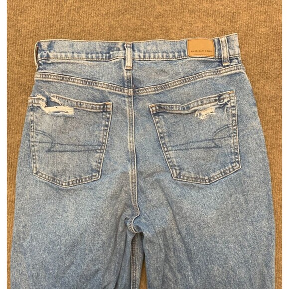 American Eagle Jeans Womens 10 High Rise Baggy Straight Distressed Ripped Denim - Picture 2 of 9